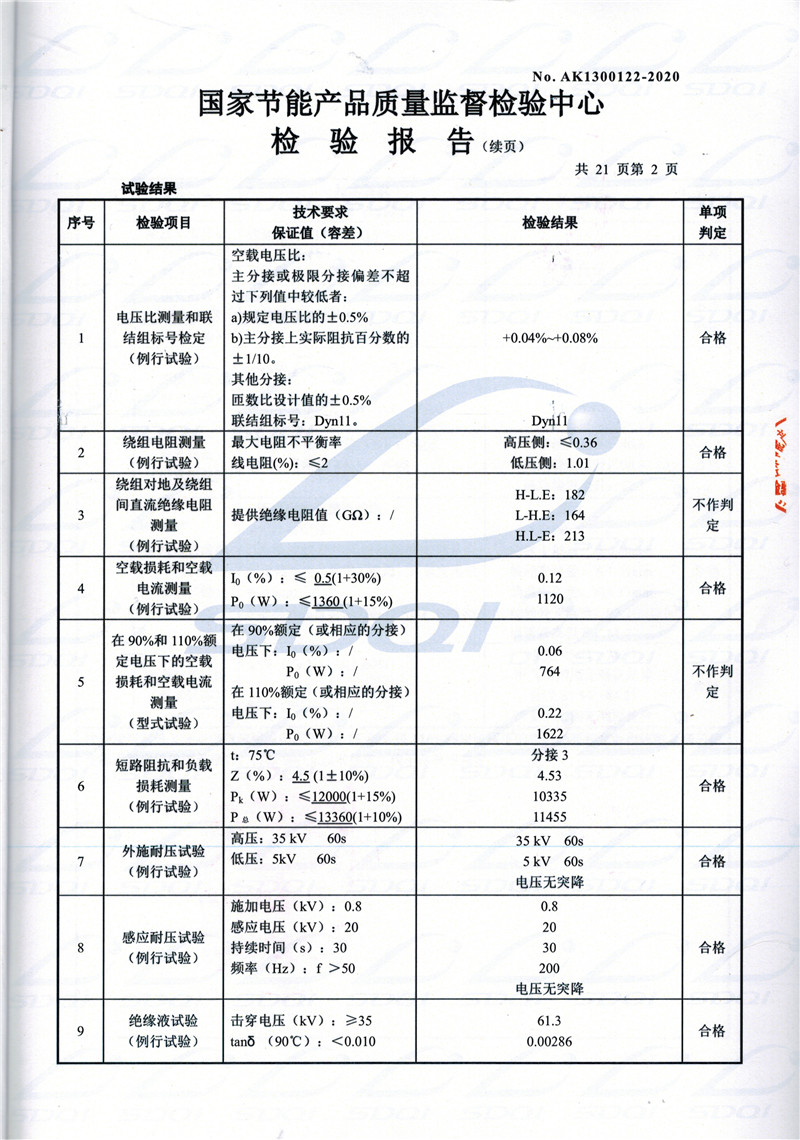 高低压试验报告-S11-1250汝南汝南汝南油浸式变压器-2.jpg